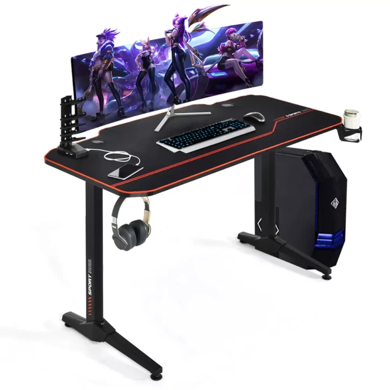 Costway 55'' Gaming Desk T Shaped Computer Desk Wfull Desk Mouse Pad&gaming Handle Rack1