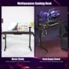 Costway 55'' Gaming Desk T Shaped Computer Desk Wfull Desk Mouse Pad&gaming Handle Rack4