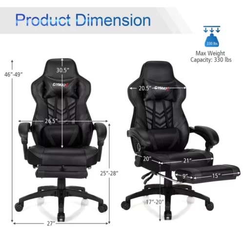 Costway Office Computer Desk Chair Gaming Chair Adjustable Swivel Wfootrest (2)